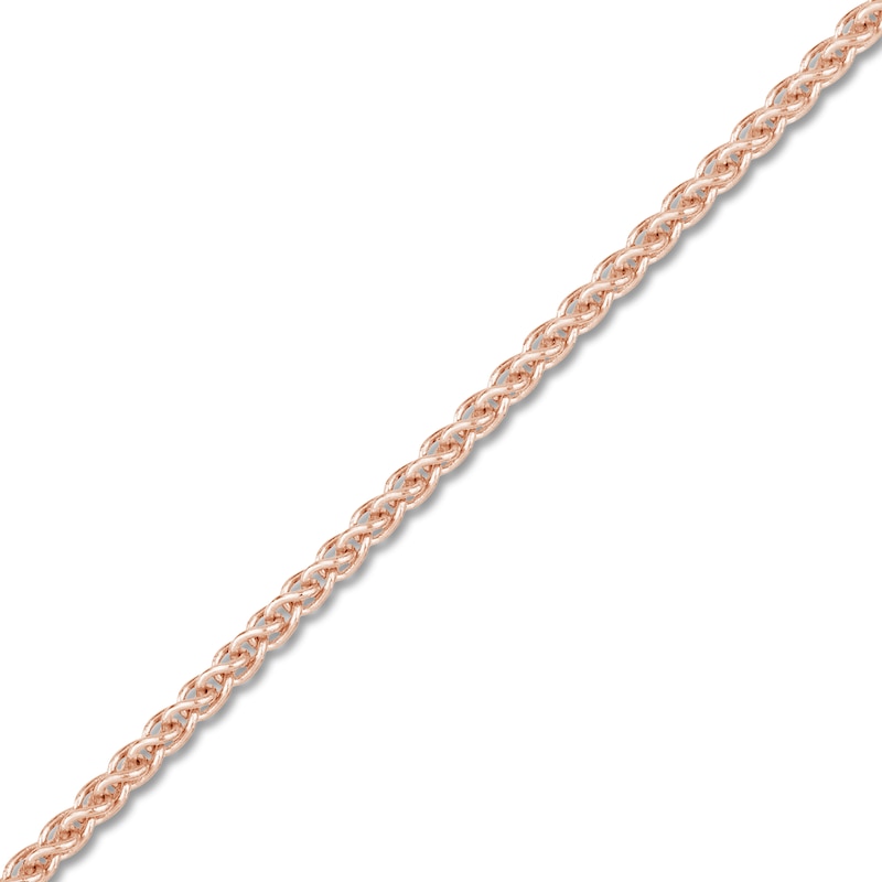 Main Image 2 of Round Solid Wheat Chain Necklace 14K Rose Gold 18&quot; 1.05mm