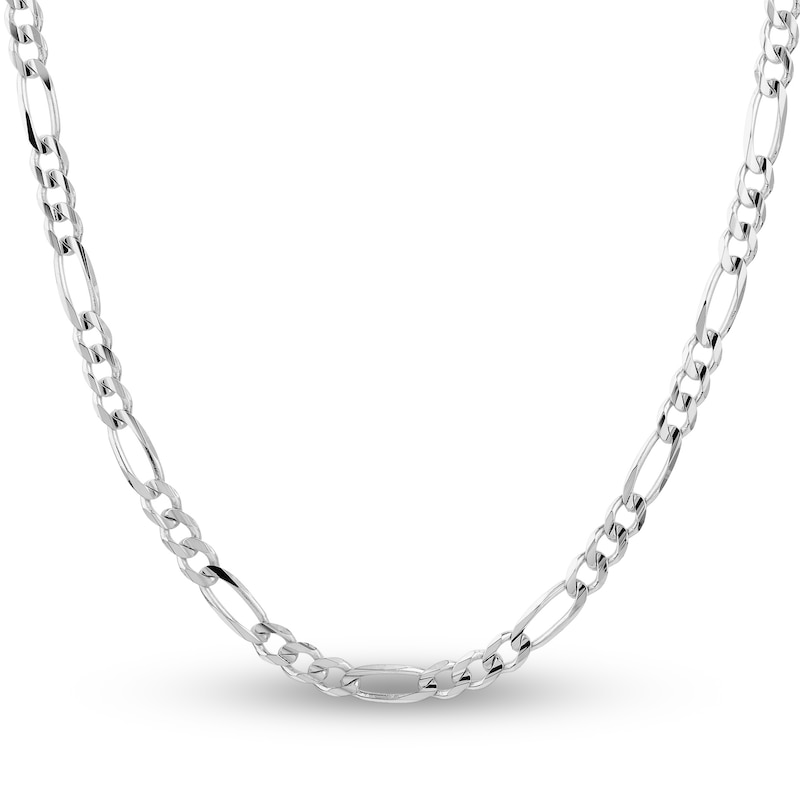 Solid Figaro Chain Necklace 14K White Gold 20" 5.8mm