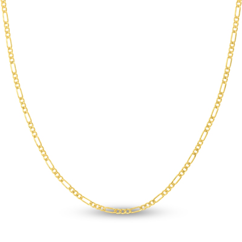 Solid Figaro Chain Necklace 14K Yellow Gold 16" 2.36mm