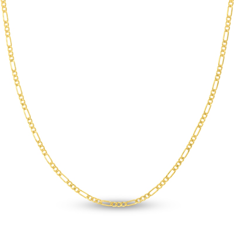 Solid Figaro Chain Necklace 14K Yellow Gold 20" 2.36mm