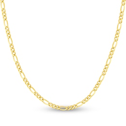 Solid Figaro Chain Necklace 14K Yellow Gold 24&quot; 3.2mm