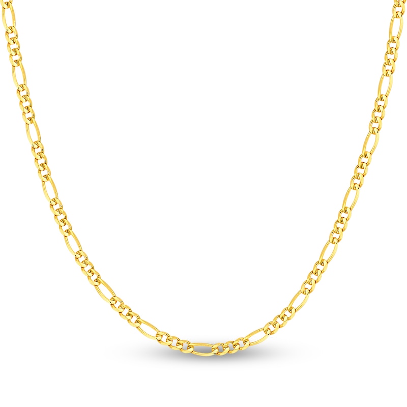 Main Image 1 of Solid Figaro Chain Necklace 14K Yellow Gold 24&quot; 3.2mm