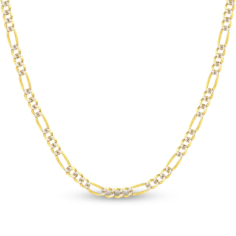 Solid Figaro Chain Necklace 14K Two-Tone Gold 20" 4.75mm