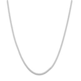 Round Solid Wheat Chain Necklace 14K White Gold 18&quot; 1.25mm