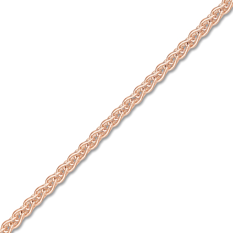 Main Image 2 of Round Solid Wheat Chain Necklace 14K Rose Gold 20&quot; 1.25mm