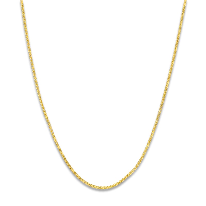 Main Image 1 of Round Solid Wheat Chain Necklace 14K Yellow Gold 16&quot; 1.25mm