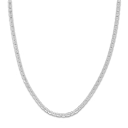 Solid Mariner Chain Necklace 14K White Gold 18&quot; 3.7mm