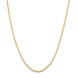 Round Solid Wheat Chain Necklace 14K Yellow Gold 18&quot; 1.25mm