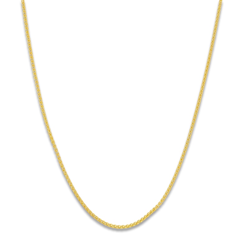 Main Image 1 of Round Solid Wheat Chain Necklace 14K Yellow Gold 18&quot; 1.25mm