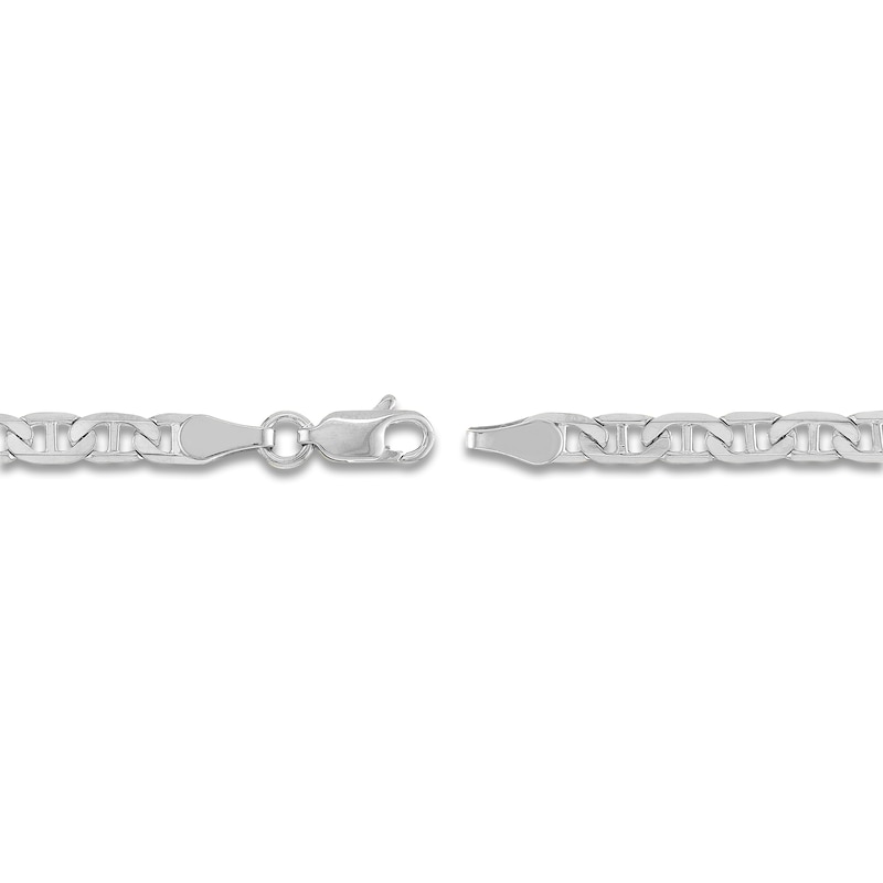 Solid Mariner Chain Necklace 14K White Gold 24" 3.7mm