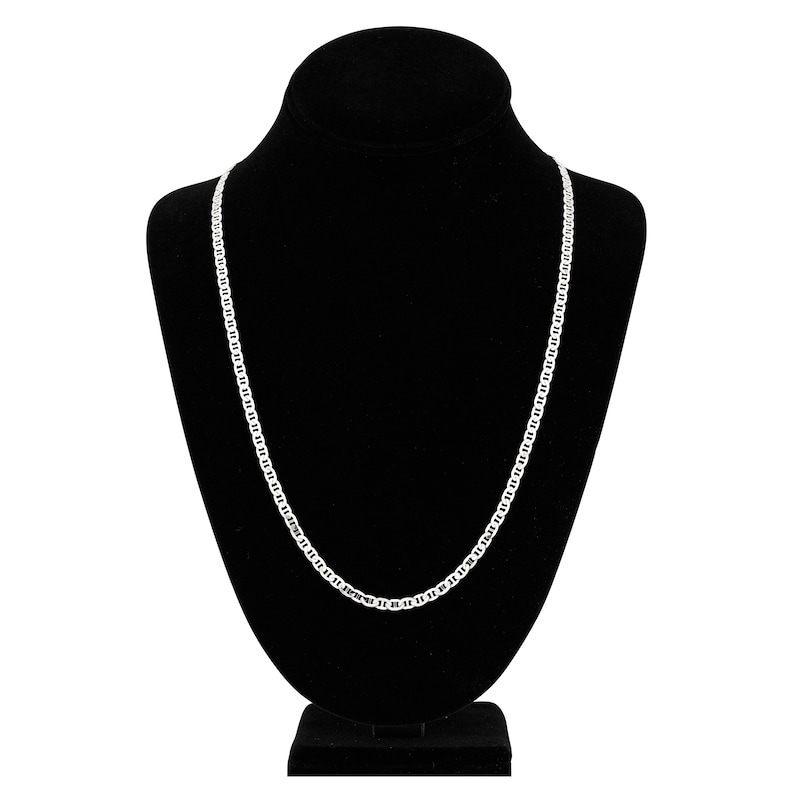 Solid Mariner Chain Necklace 14K White Gold 24" 3.7mm