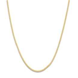 Round Solid Wheat Chain Necklace 14K Yellow Gold 24&quot; 1.25mm