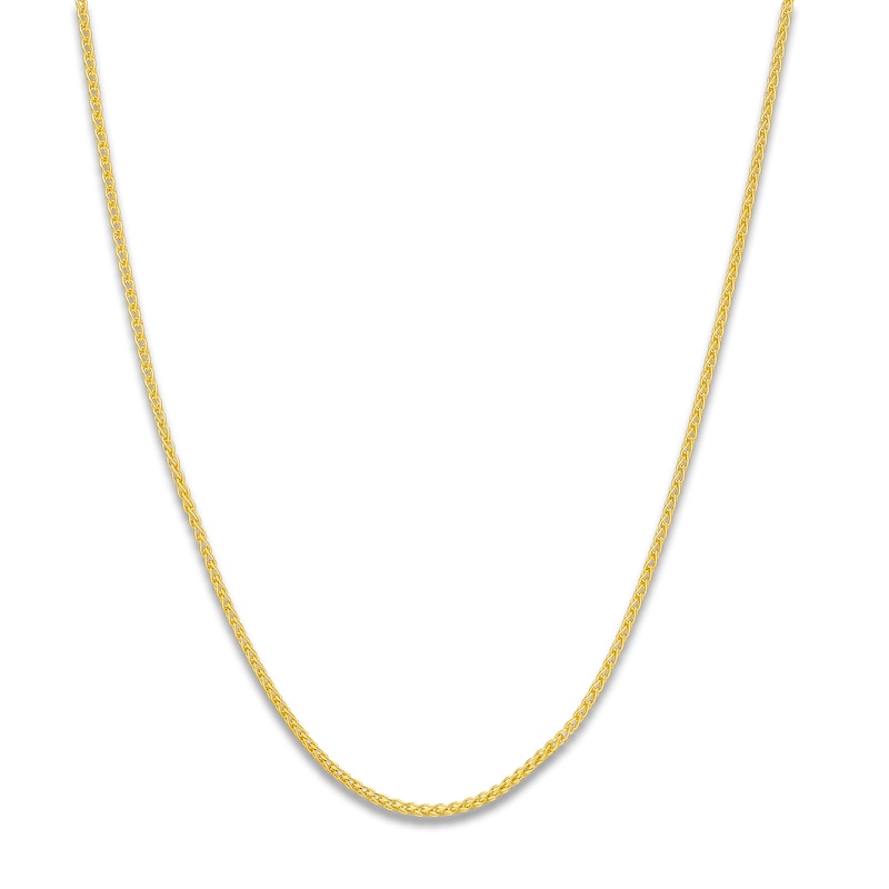 Main Image 1 of Round Solid Wheat Chain Necklace 14K Yellow Gold 24&quot; 1.25mm