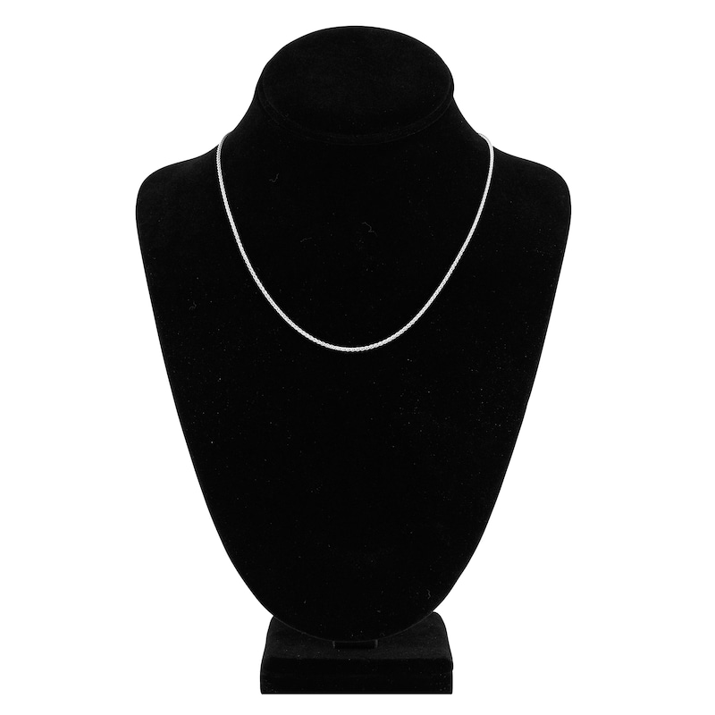 Main Image 4 of Round Solid Wheat Chain Necklace 14K White Gold 18&quot; 1.65mm