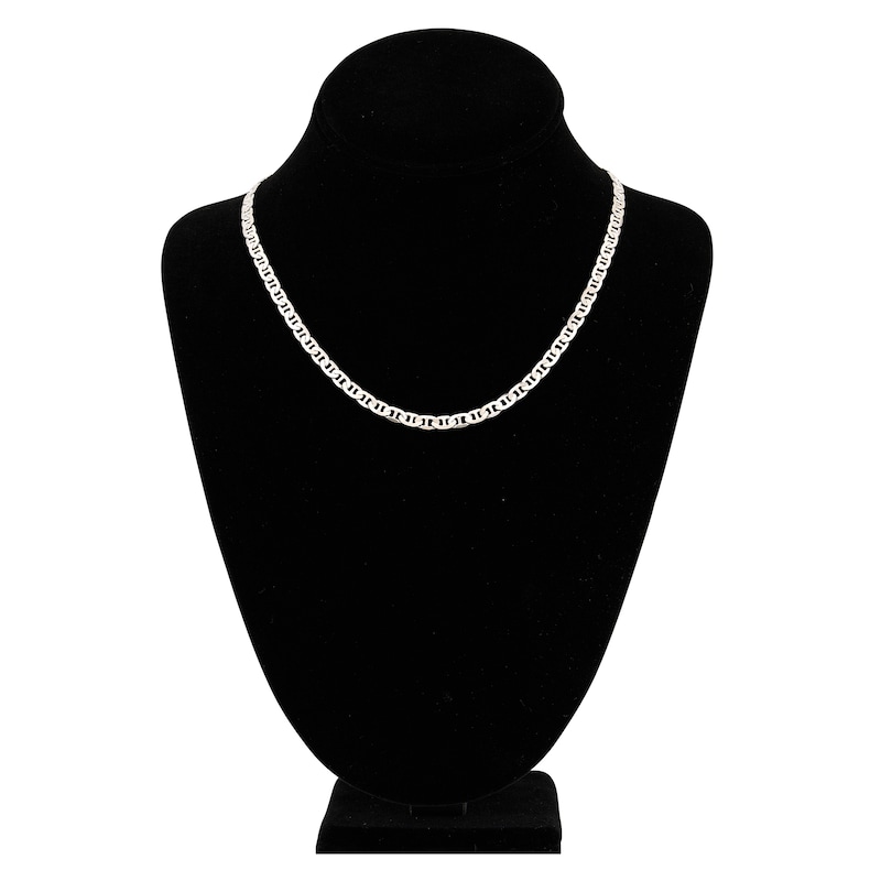 Solid Mariner Chain Necklace 14K White Gold 18" 4.4mm