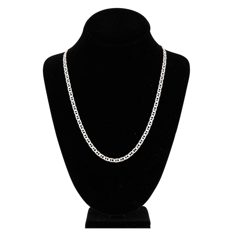 Solid Mariner Chain Necklace 14K White Gold 22" 4.4mm