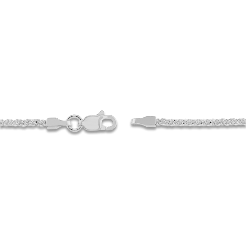 Round Solid Wheat Chain Necklace 14K White Gold 22" 1.65mm