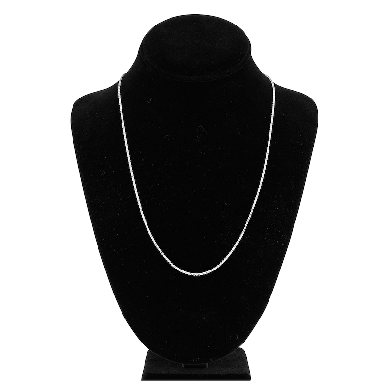 Round Solid Wheat Chain Necklace 14K White Gold 22" 1.65mm