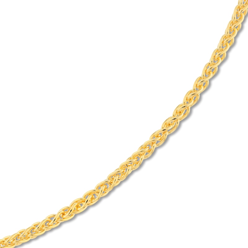 Round Solid Wheat Chain Necklace 14K Yellow Gold 16" 1.65mm