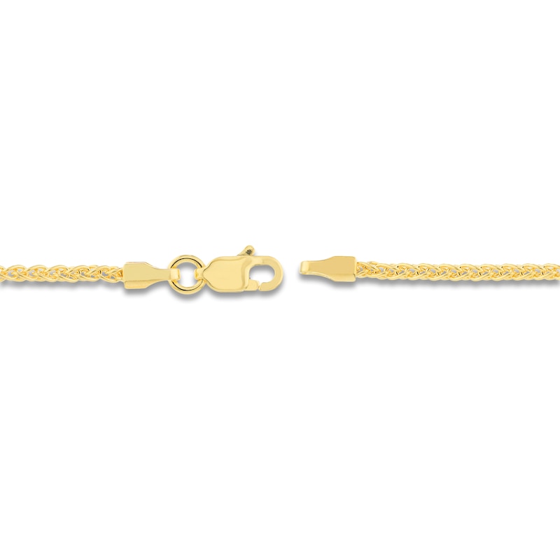 Round Solid Wheat Chain Necklace 14K Yellow Gold 16" 1.65mm