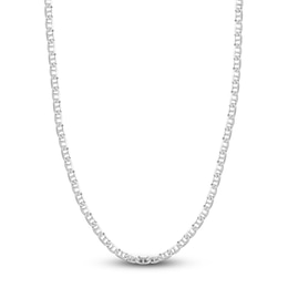 Solid Mariner Chain Necklace 14K White Gold 18&quot; 5.6mm