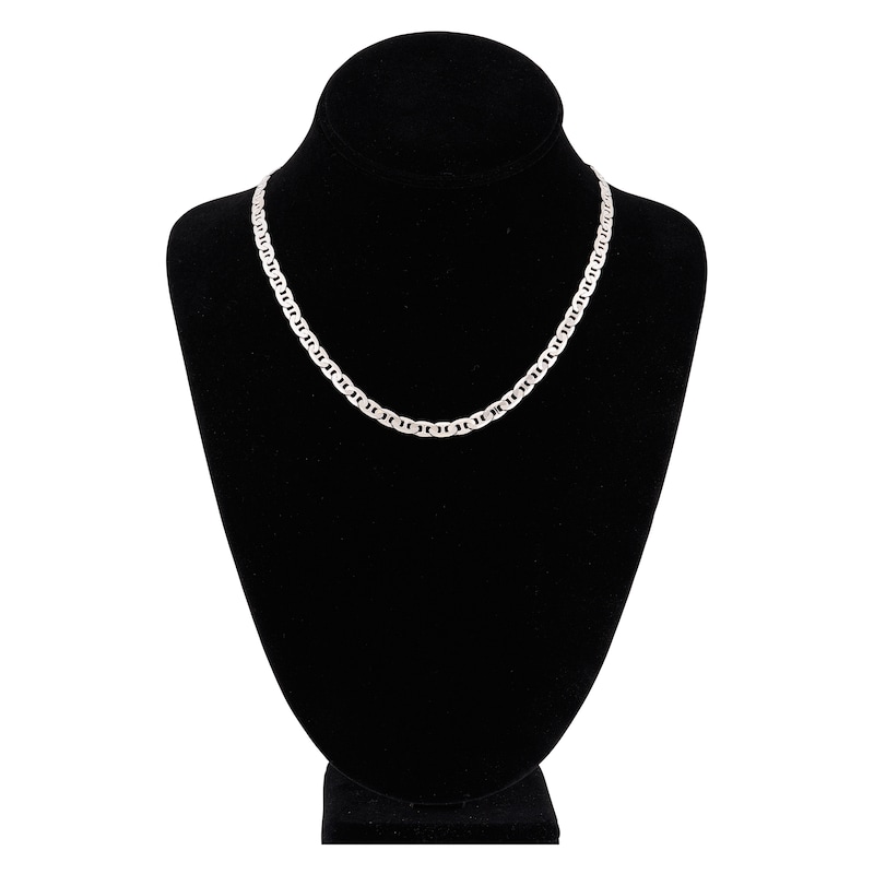Solid Mariner Chain Necklace 14K White Gold 18" 5.6mm