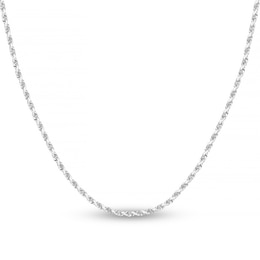 Diamond-Cut Solid Rope Chain Necklace 14K White Gold 20&quot; 2.15mm