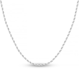 Diamond-Cut Solid Rope Chain Necklace 14K White Gold 22&quot; 2.15mm