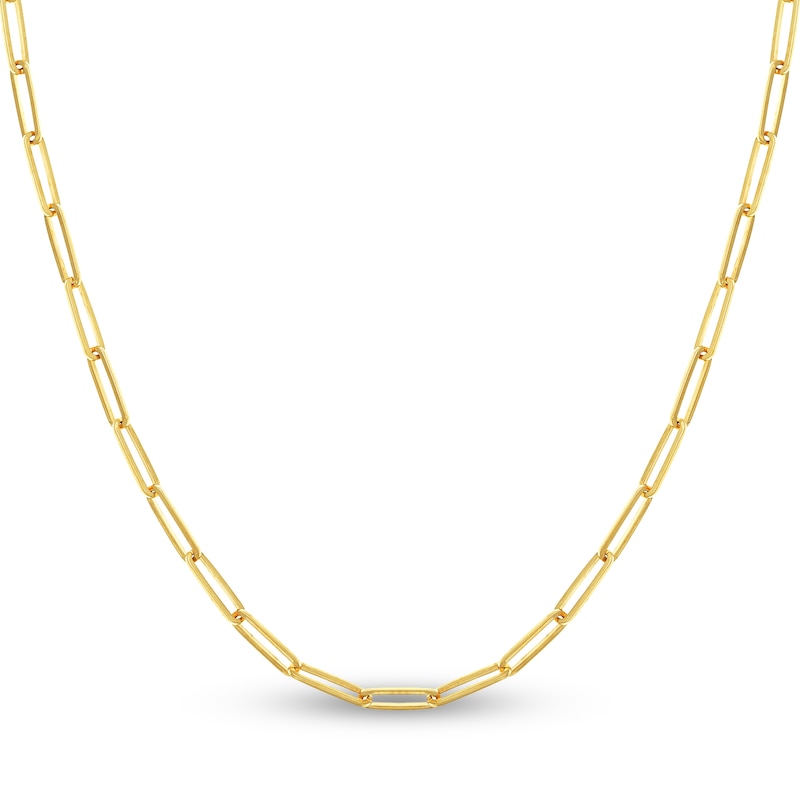 Solid Paperclip Chain Necklace 14K Yellow Gold 18" 3.9mm