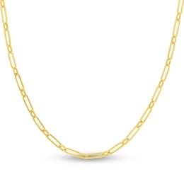 Hollow Paper Clip Chain Necklace 14K Yellow Gold 18&quot; 3.8mm