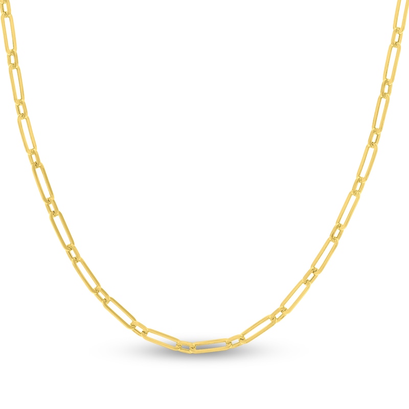 Hollow Paper Clip Chain Necklace 14K Yellow Gold 18" 3.8mm