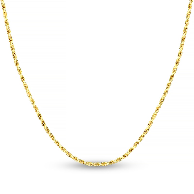 Diamond-Cut Solid Rope Chain Necklace 14K Yellow Gold 16" 2.15mm