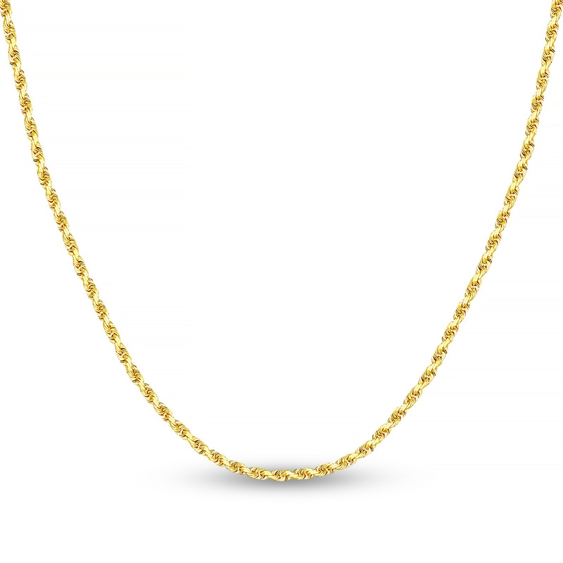 Main Image 1 of Diamond-Cut Solid Rope Chain Necklace 14K Yellow Gold 18&quot; 2.15mm