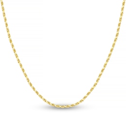 Diamond-Cut Solid Rope Chain Necklace 14K Yellow Gold 22&quot; 2.15mm