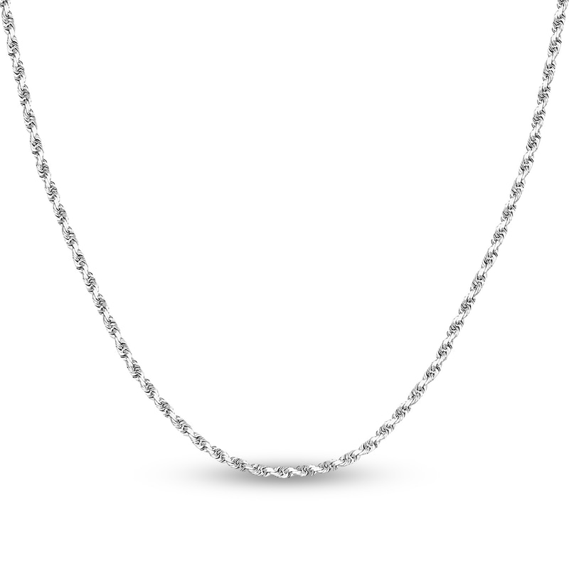 Diamond-Cut Solid Rope Chain Necklace 14K White Gold 24" 2.3mm