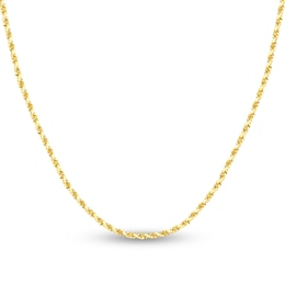 Diamond-Cut Solid Rope Chain Necklace 14K Yellow Gold 22&quot; 2.3mm