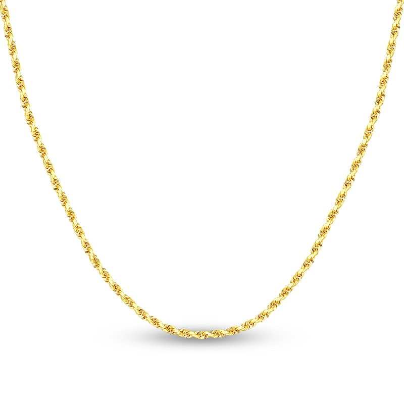 Diamond-Cut Solid Rope Chain Necklace 14K Yellow Gold 22" 2.3mm