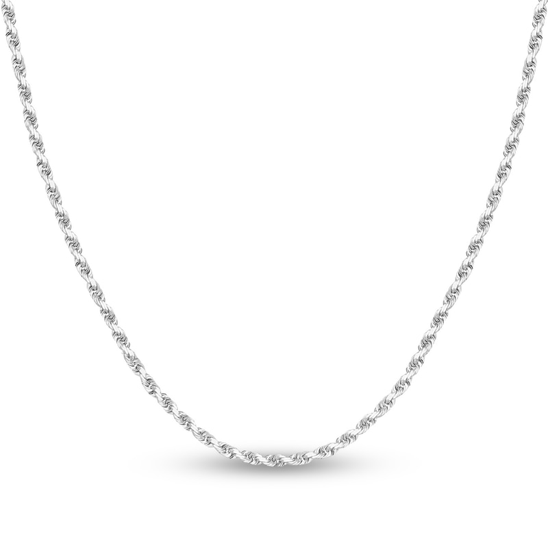 Diamond-Cut Solid Rope Chain Necklace 14K White Gold 20" 2.7mm