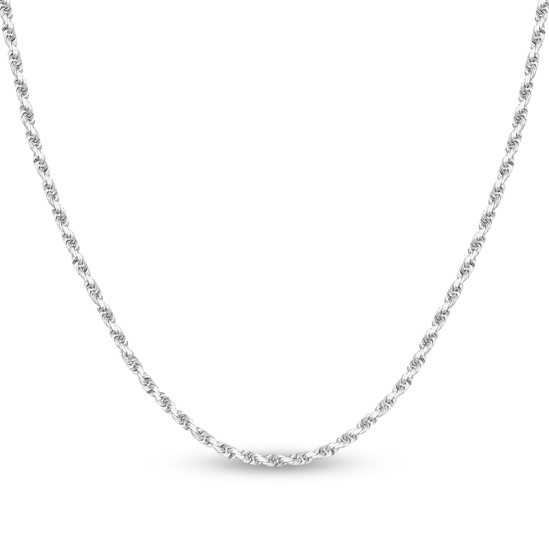 Diamond-Cut Solid Rope Chain Necklace 14K White Gold 22" 2.7mm