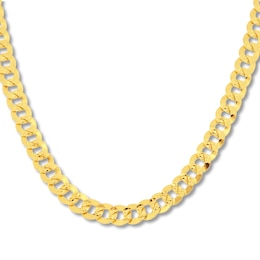 Curb Chain Necklace 14K Yellow Gold 22&quot; 6.72mm