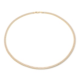 Italia D'Oro Pave Curb Link Necklace 14K Yellow Gold 22&quot; 4.95mm