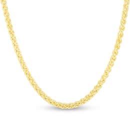 Hollow Round Wheat Chain Necklace 14K Yellow Gold 24&quot; 3.2mm