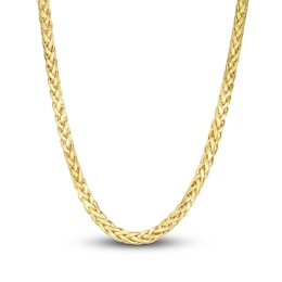 Semi-Solid Diamond-Cut Wheat Chain Necklace 14K Yellow Gold 24&quot; 5.3mm