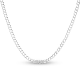 Solid Curb Chain Necklace 14K White Gold 20&quot; 2.6mm