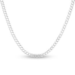 Solid Curb Chain Necklace 14K White Gold 24&quot; 2.6mm