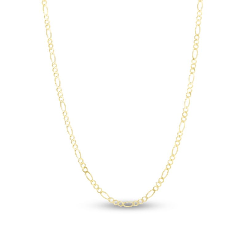 Solid Figaro Chain Necklace 14K Yellow Gold 18" 2.8mm