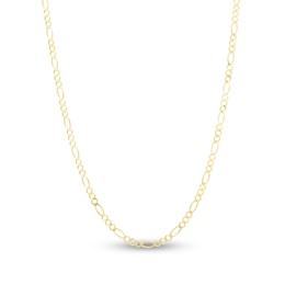 Solid Figaro Chain Necklace 14K Yellow Gold 20&quot; 2.8mm