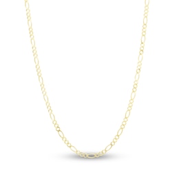 Solid Figaro Chain Necklace 14K Yellow Gold 22&quot; 2.8mm