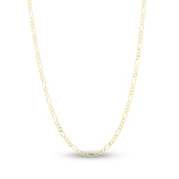 Solid Figaro Chain Necklace 14K Yellow Gold 24&quot; 2.8mm