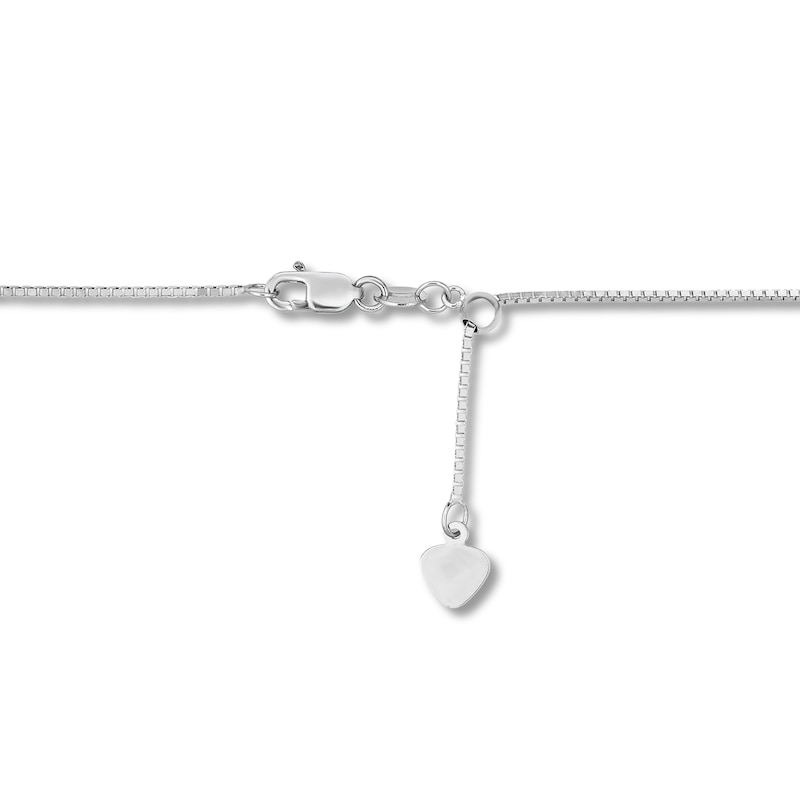 Main Image 2 of Semi-Solid Box Chain Necklace 14K White Gold 22&quot; Adjustable 0.8mm